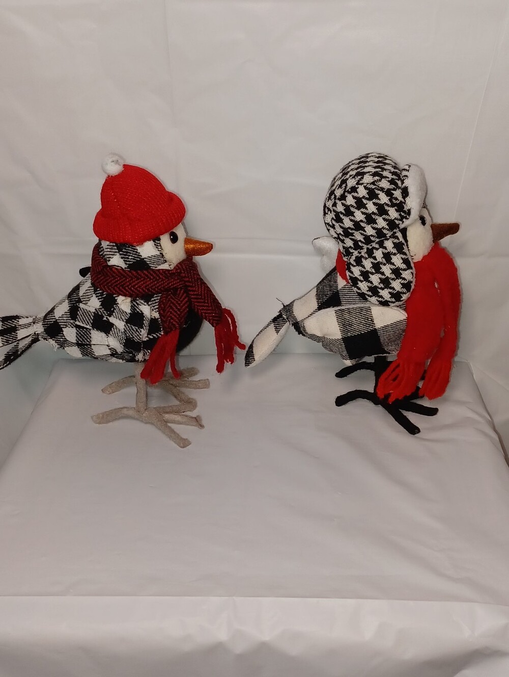 Featherly Friends Whimsical Pair of Holiday Plush Birds in Red & Black - Picture 5 of 7